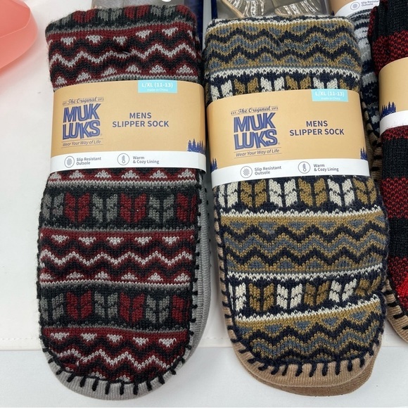 Muk Luks Men's Slipper Socks shoe Size 11-13 Large-XL one slip resistant NWT - Picture 7 of 10